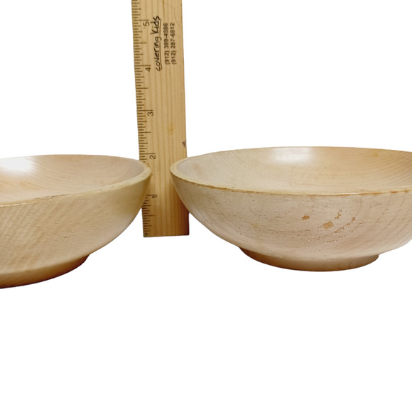 7 PC Wooden Salad Bowl Set Distressed Rustic Retro Wood Handmade Japan Vintage - Picture 12 of 16